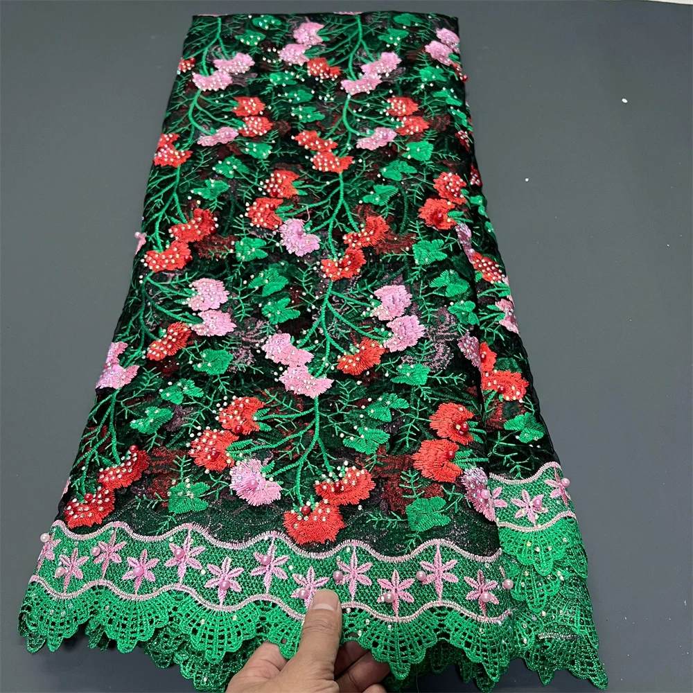 أحدث أقمشة الدانتيل الأفريقي 2025 جودة عالية، أقمشة بالمتر، ترتر، تول، فساتين زفاف، تطريز، شبكي، قماش، 5 ياردات