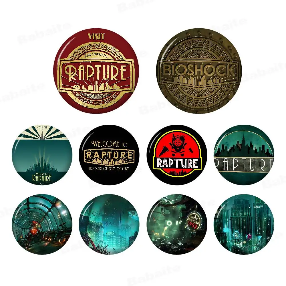 Retro B-Bioshock R-Rapture Game New  Brooches Soft Button Pin Funny Silly Gnarpy on A Skateboard Badge Gamer Collection Gifts