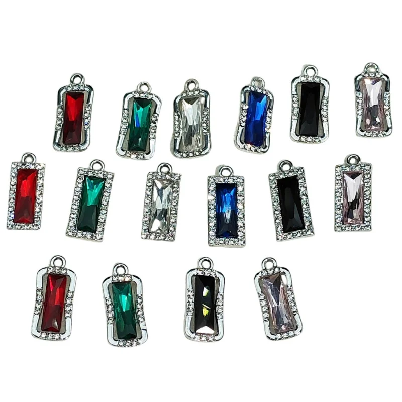 20PCS SET  Color-Retaining Rectangular Gemstone Pendant Fairy Handmade diy Wholesale Earrings Necklace Materials Accessories
