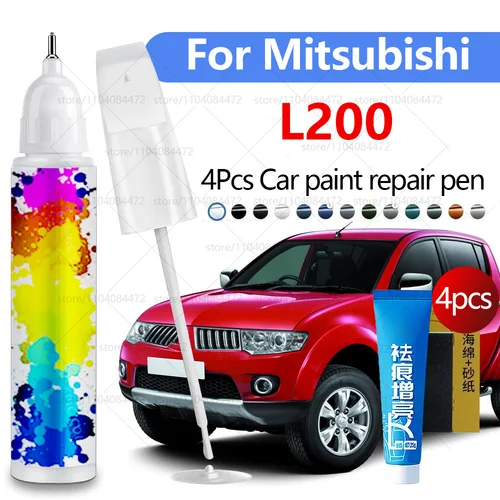 Imagen 1 del producto Pluma de reparación de pintura de coche para Mitsubishi L200 1978-2025, accesorios de reparación de arañazos, 4 Uds., verde G70, negro, X47, blanco, W55, azul, T70