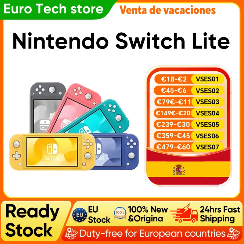 Nueva consola de juegos portátil Nintendo Switch Lite, ligera y portátil, controlador Joy Con integrado, opción de varios colores