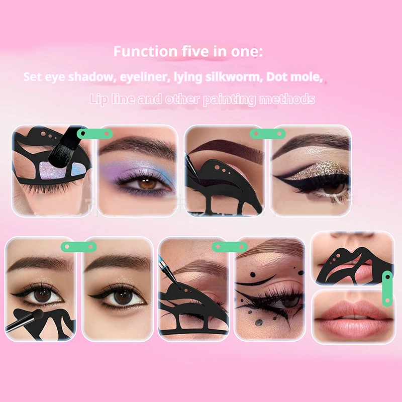 Siliconen oogmake-up stencils Multifunctionele oogschaduw sjabloon Eyeliner Applicator Hulpgereedschap Draagbare herbruikbare make-uptools