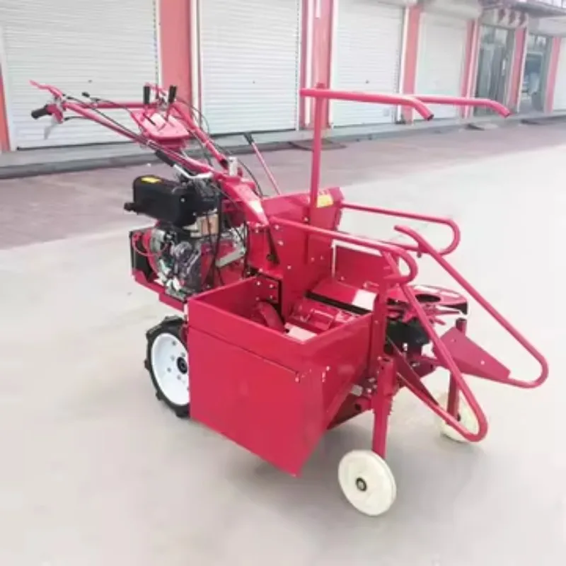 Nueva cosechadora de maíz diésel, cosechadora de espiga de maíz, trituradora de paja, artefacto de cosecha de una sola fila, puede pelar herramientas de jardín múltiples