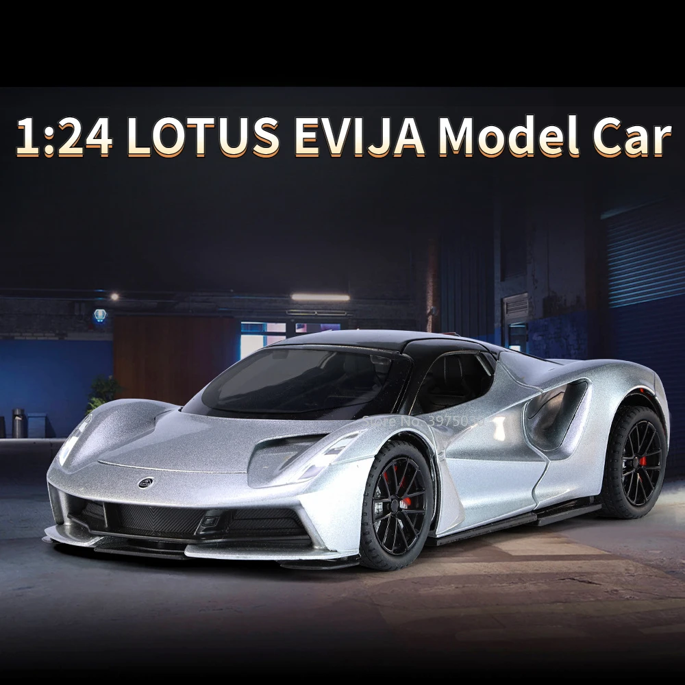 

Модель спортивного автомобиля Lotus Evija в масштабе 1/24, Игрушечная модель литая из сплава, имитация электрических транспортных средств со звуком заднего вида, искусственные подарки для мальчика