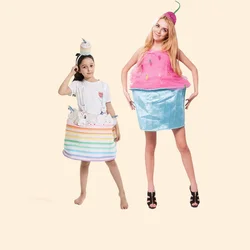 Girls Happy Birthday Cake Costume Fake Cake Headband Kids Fancy Dress Halloween Food Party Costume