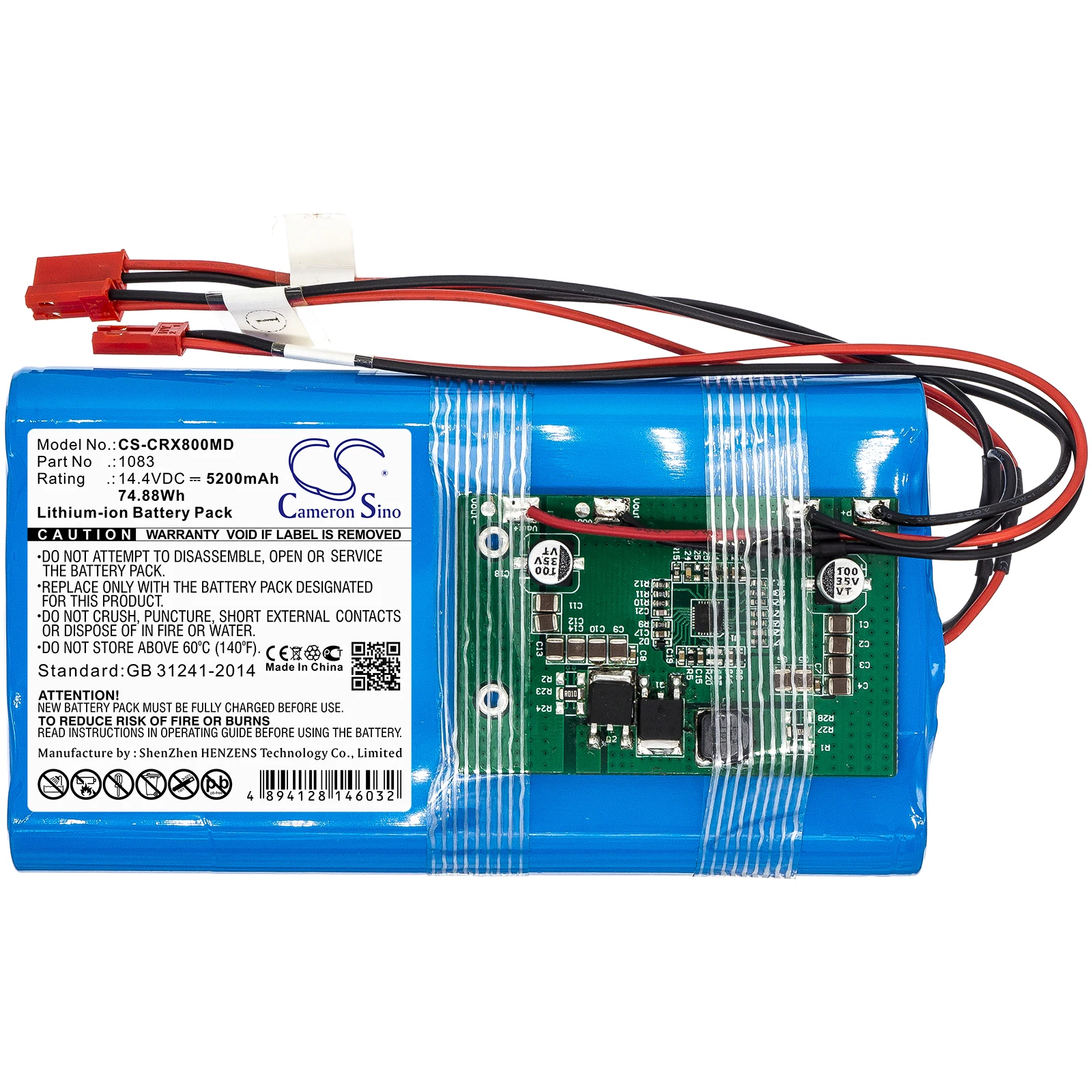 

Medical Battery For CareStream 1083 DBLX-8 Li-ion 14.40V 5200mAh / 74.88Wh Blue 135.20 * 73.40 * 32.70mm