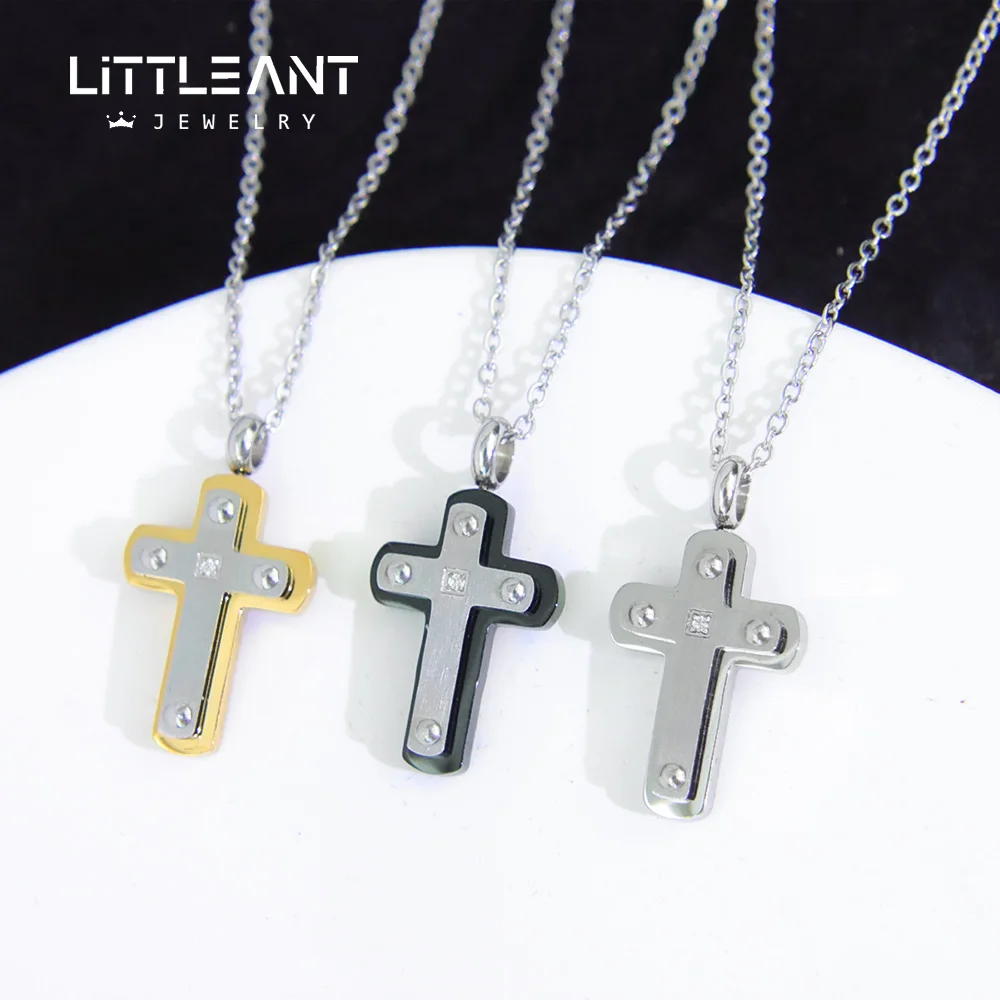 High Quality Christian Jesus Cross Necklace Pendant Stainless Steel Crucifix Collares For Men Religious Jewelry