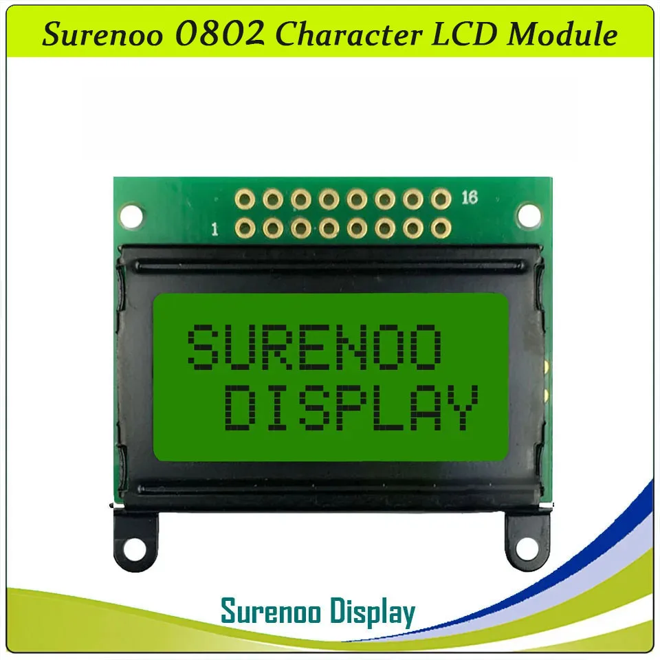 Surenoo 40*30MM 8*2 0802 8X2 Character LCD Module Display Screen LCM build-in SPLC780D Controller