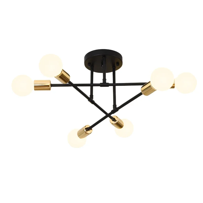 Modern Sputnik LED Chandelier Nordic Black White Golden Ceiling Lamp for Bedroom Dining Room Home Decor Lighting Fixture E27