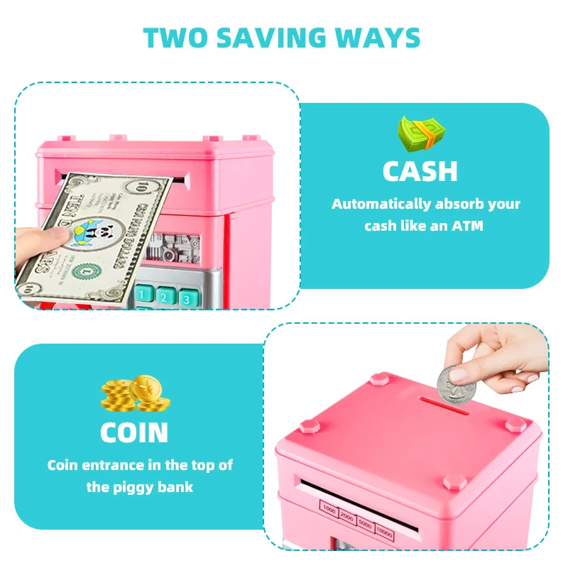 Electronic Money Box Piggy Bank To Save Cash Coins Saving Box Atm Bank Moneybox Automatic Deposit Banknote Christmas Gift Toys