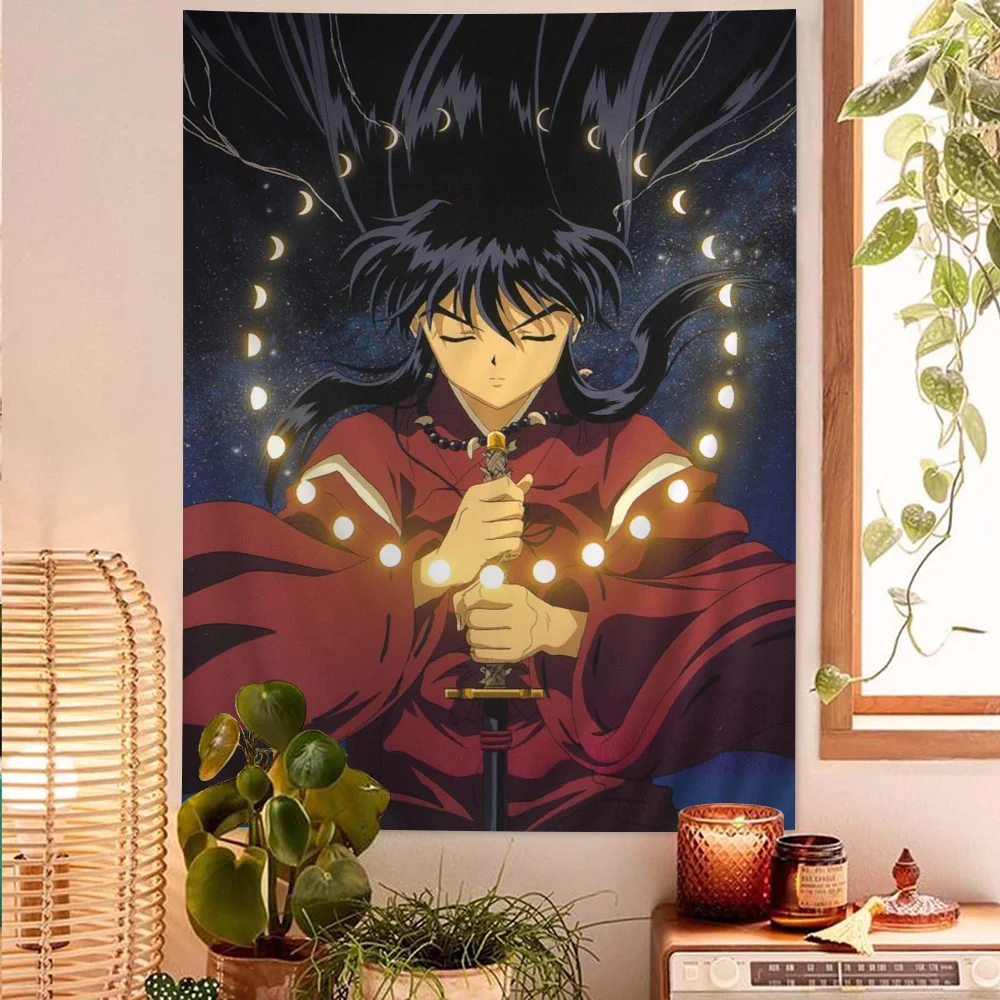 Anime classic Inuyasha DIY Wall Tapestry Hanging Tarot Hippie Wall Rugs Dorm INS Home Decor