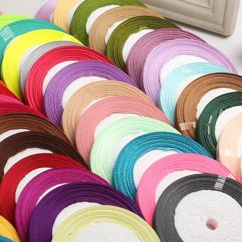(25 Yards/Roll) 1/4' 6mm Single Silk Satin Ribbon Wedding Party Decoration Gift Wrapping Christmas Sewing Fabric Hand DIY 22M