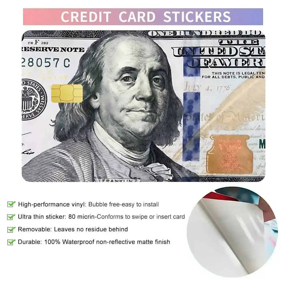 Creative USA Dollar Card Stickers Cartoon Decorative Small Waterproof Chip 4PCS Card Sticker New Anti-Scratch