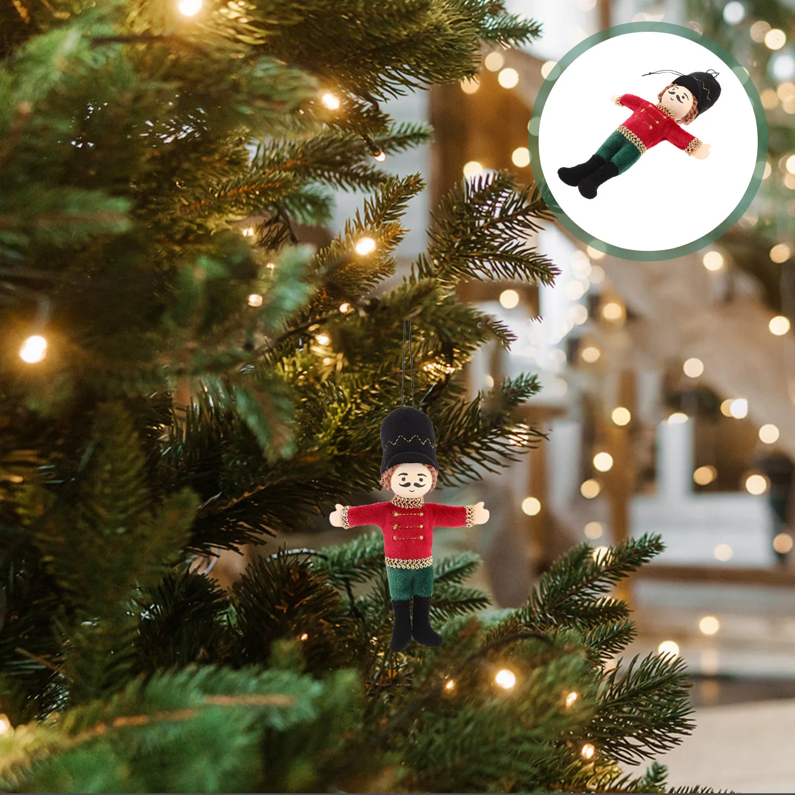 

Vintage Wooden Nutcracker Hanging Ornaments Fabric Soldier Pendant Christmas Tree Home Office Holiday Decor Christmas Puppets