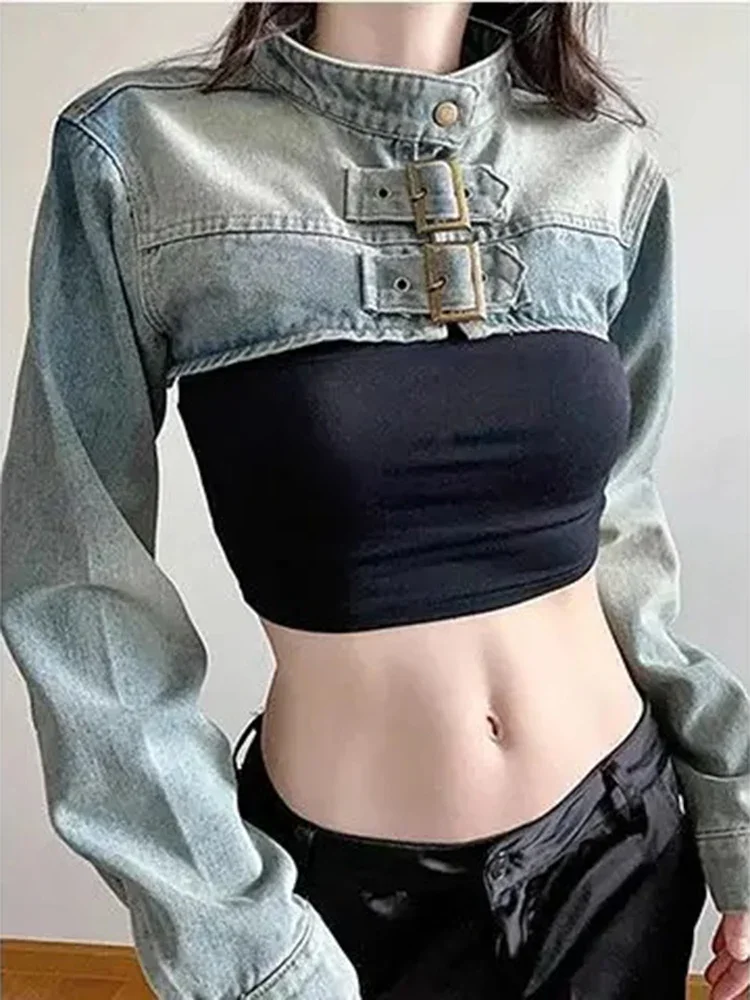 Denim Roupas Femininas Stand Collar Long Sleeve Ropa Mujer 2026 Woman Jackets Y2k Jaqueta Feminina Hot Girl Casaco
