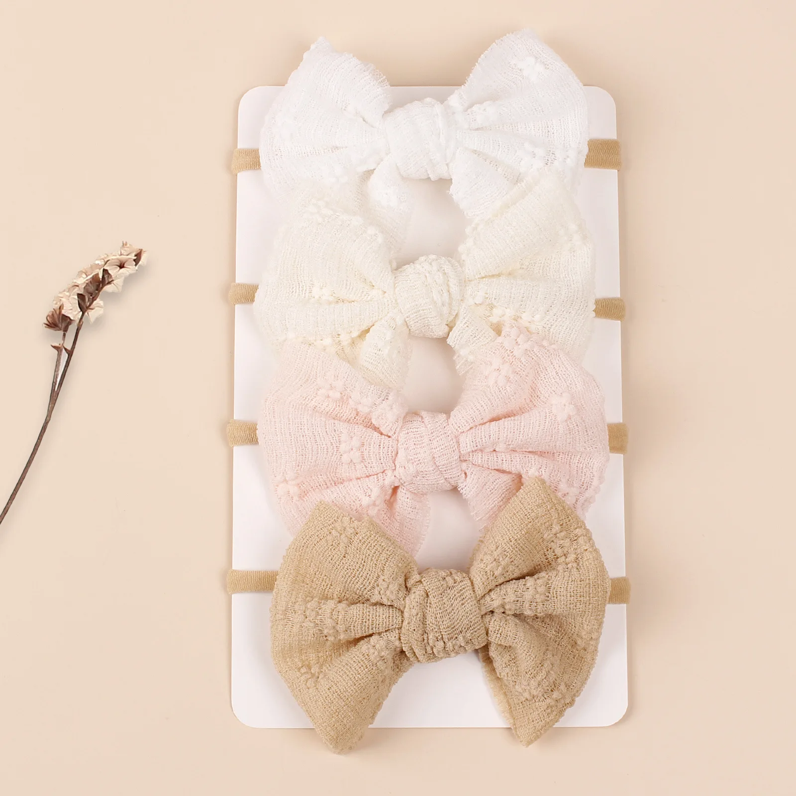 

4Pcs Children's Mesh Breathable Bow Headband Baby's Soft Cute Nylon Elastic Hairdband Suitable For Newborn Hair Accessory Gifts