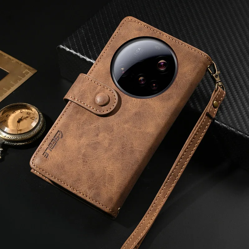 

Mi 15 Ultra Multifunctional Zipper Wallet Leather Case For Xiaomi 15 Ultra 15Ultra Retro Magnetic Leather 6 Card Lots Book Cover