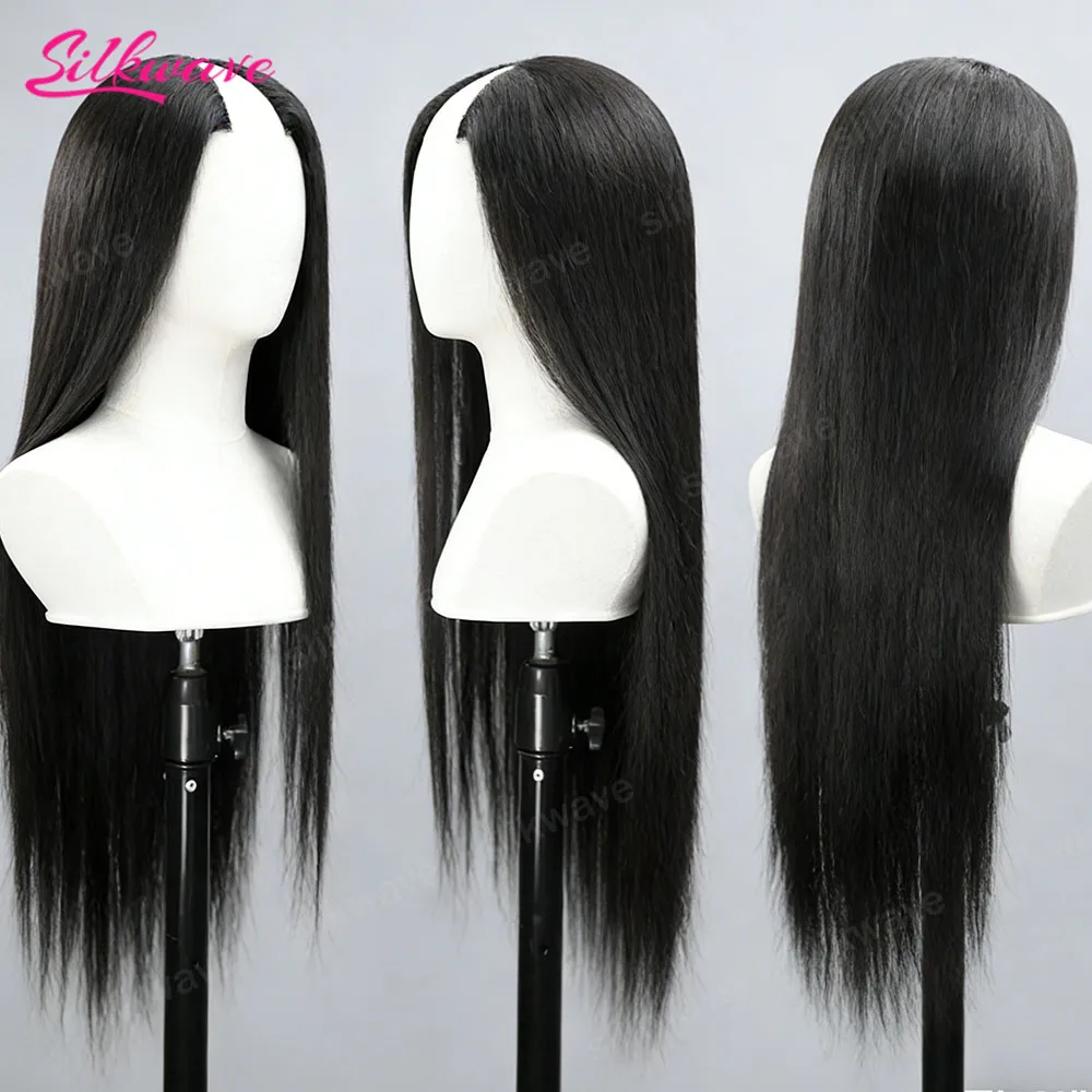 

Прямой парик V-образной формы из 100% натуральных человеческих волос, 30-36 дюймов, плотность 200%, без необходимости оставлять свои волосы, улучшенная версия U-образных париков, для женщин