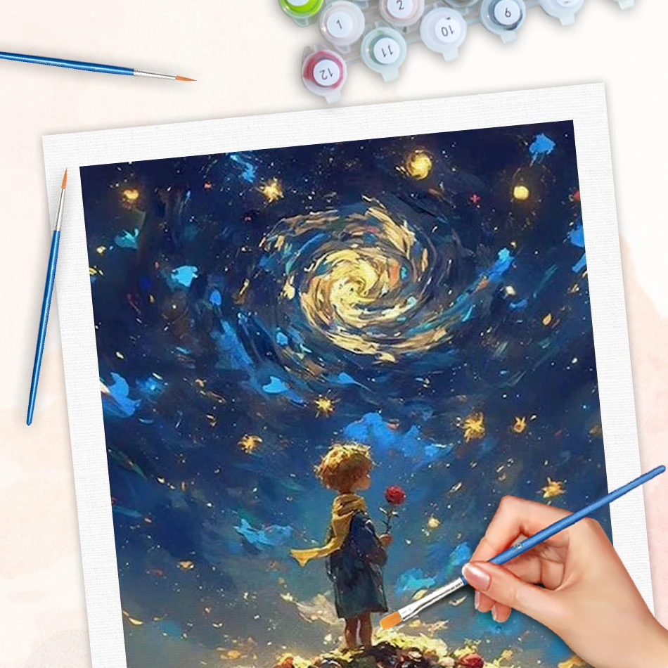 

RUOPOTY Starry Sky Painting By Numbers Wall Art Coloring By Numbers Scenery 40x50cm Home Decor Markers By Numbers