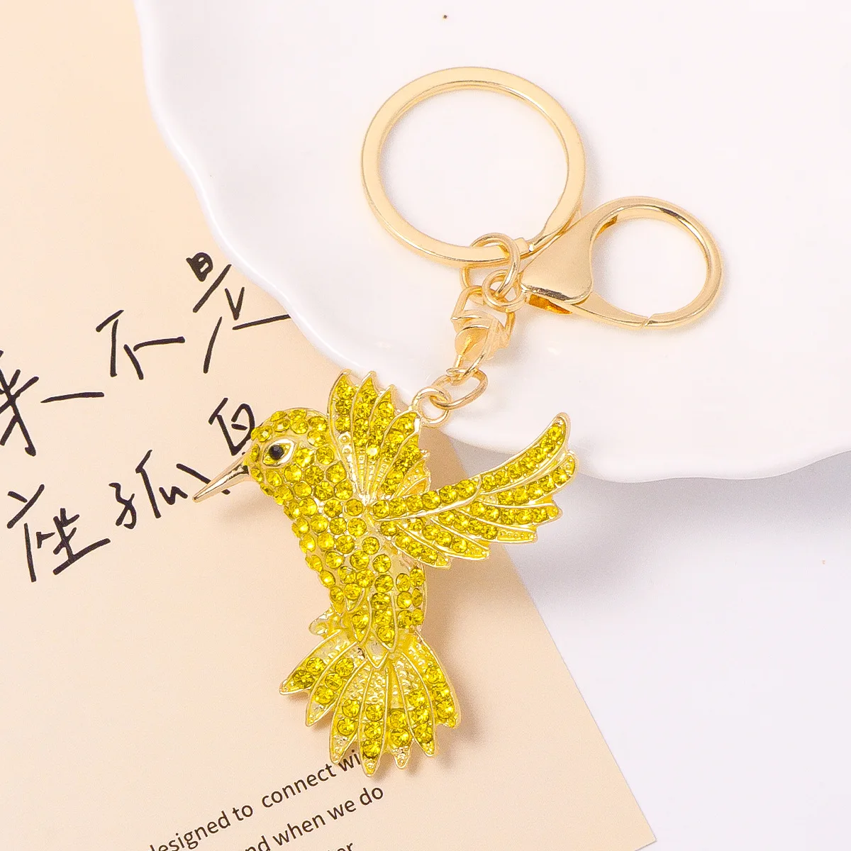 Hummingbird Rhinestone Keychain Light Luxury Metal Mini Charm for Purses Backpack Hanging Decoration Premium