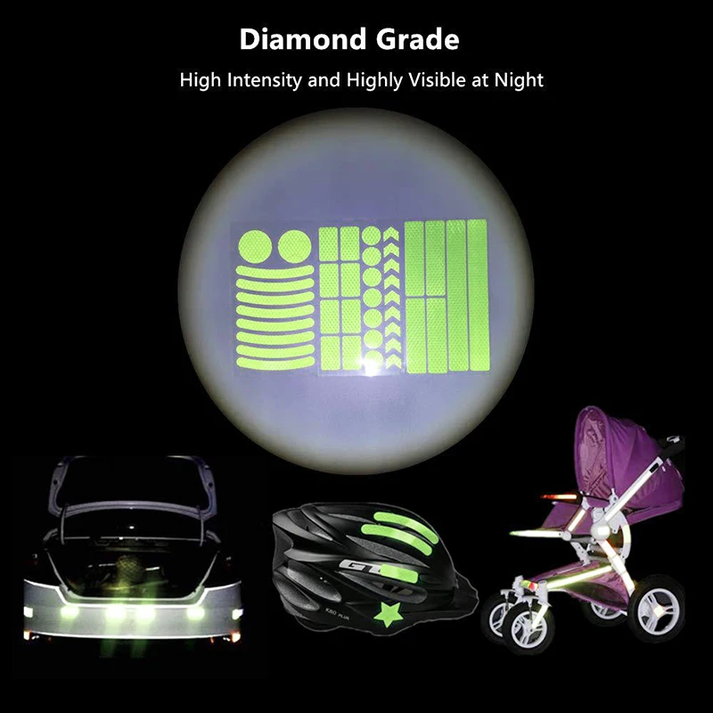 1 Set Car Tire Reflective Sticker Night Driving Safety Warning Strip Motorcycle Bike Auto Wheel Reflector Stickers Decals Decors