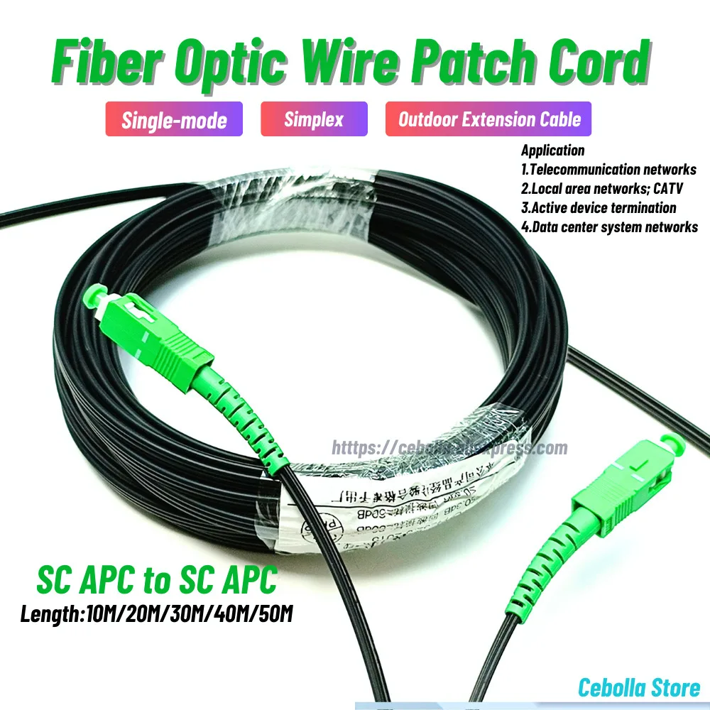 Fiber Optic Wire To APC SC Optical Single-Mode 1-Core Outdoor Extension Cable Simplex Patch Cord 10M/20M/30M/40M/50M