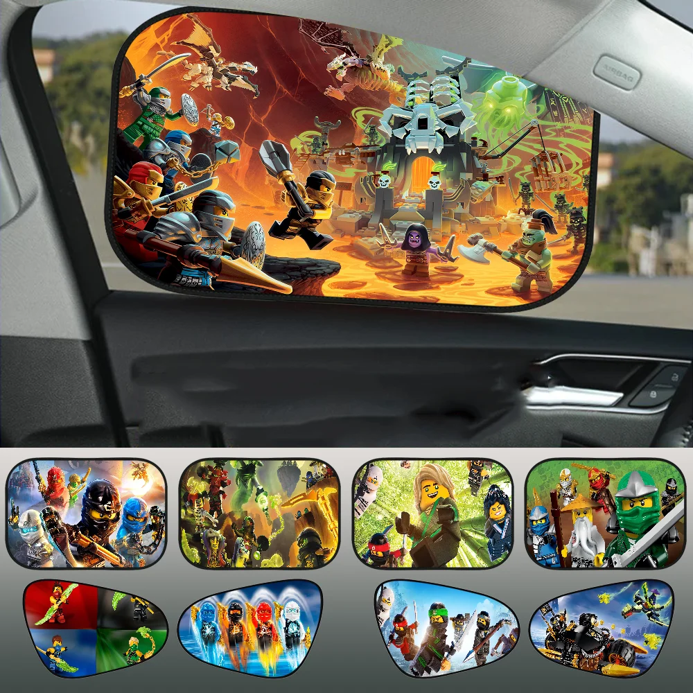 

N-Ninjago-Funny Cartoon Sunshade UV Protection Heat Electrostatic Film Summer Retractable Window Shade Car Printing