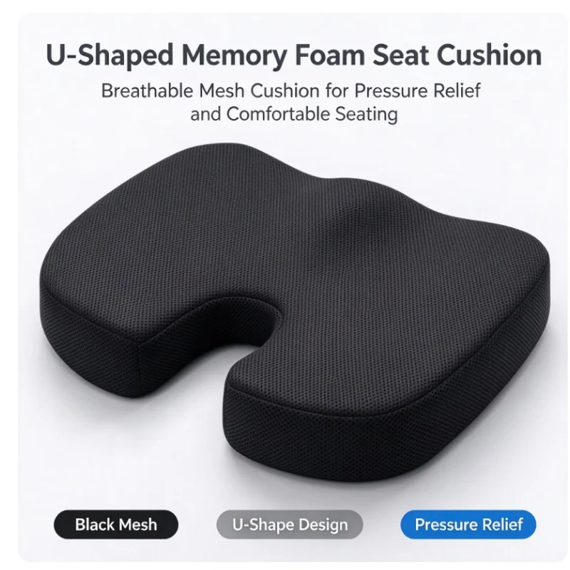 Stocking Stuffers Christmas Gift Memory Foam U‑Shaped Coccyx Seat Cushion Pillow for Chair Car Office Relieve Tailbone Pain Pad