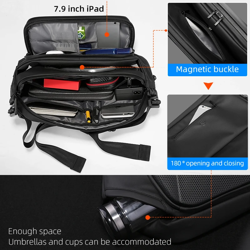 Multifunction Crossbody Bags USB Charging Shoulder Bags for Men Anti-Theft Waterproof Short Trip Chest Bag 2022 New