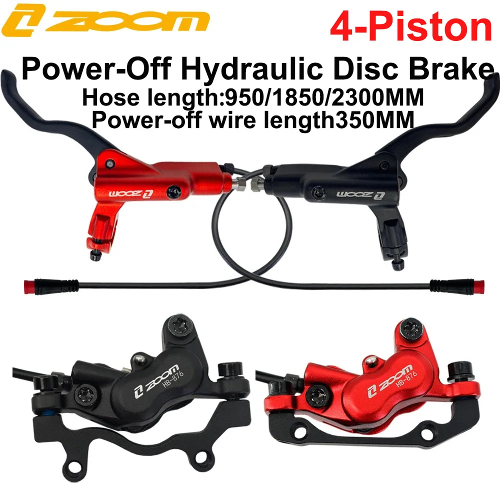 

ZOOM HB-876E Electric Bicycle Four Piston Oil Hydraulic Brakes 950/1850mm 2300mm Li-Po Bike Power-off Function Disc Brake Set