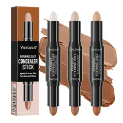 Contour Stick Duo, crema de sombra y resaltado de doble punta, corrector de cobertura total resistente al agua, maquillaje de acabado natural para todos los Sk