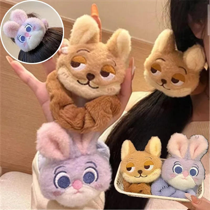 

1/2PCS Disney Zootopia Plush Hair Tie Headband Fox and Rabbit Hair Ties Hair Accessories Women Girl Cute Hairs Bands Accessories