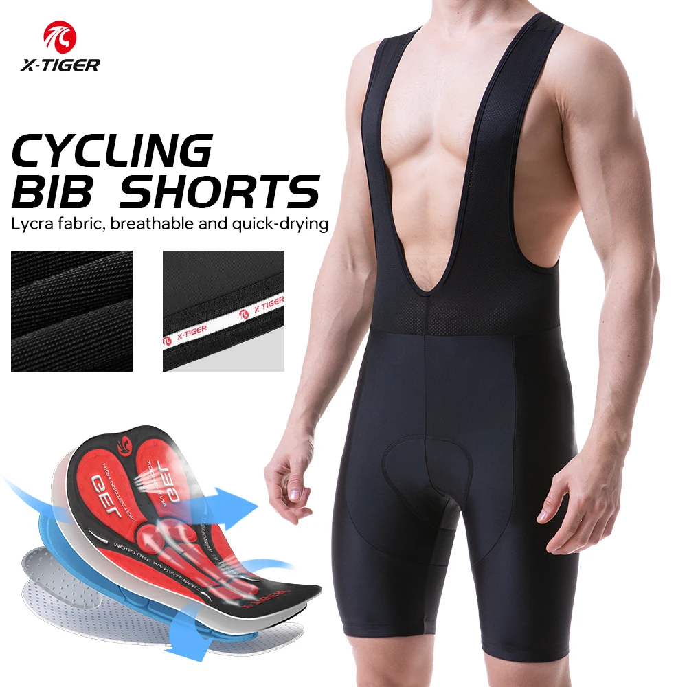 X-TIGER Cycling Bibs Shorts Bike Tights Triathlon 5D Gel Padded Pro Bicycle Shorts Breathable Man Mountain Biking Shorts