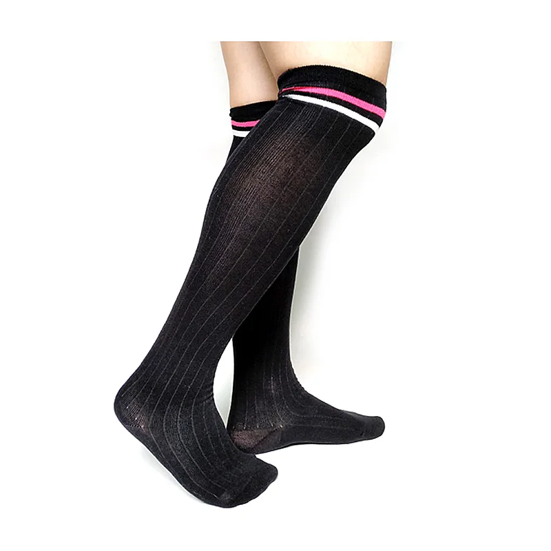 

Hot Sale Mens Long Socks Sexy Hose Cotton Black Striped Over Knee For Stage Formal Dress Stocking Winter Autumn