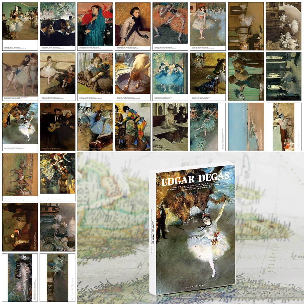30 Pcs/Set Edgar Degas Oil Painting Postcard - French Classic Ballet Dancer Painting Art Collection Cards Home Decor