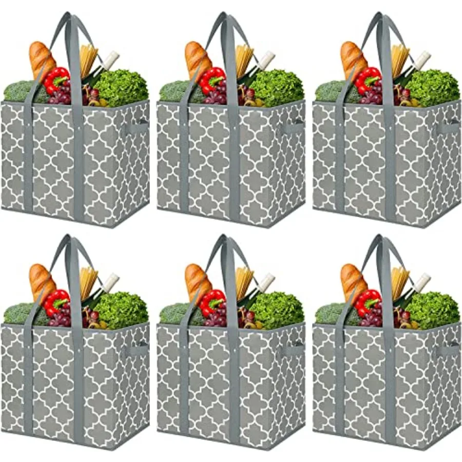 

Reusable Grocery Bags Foldable Washable Storage Bins Basket Water Resistant Shopping Utility Tote Bag