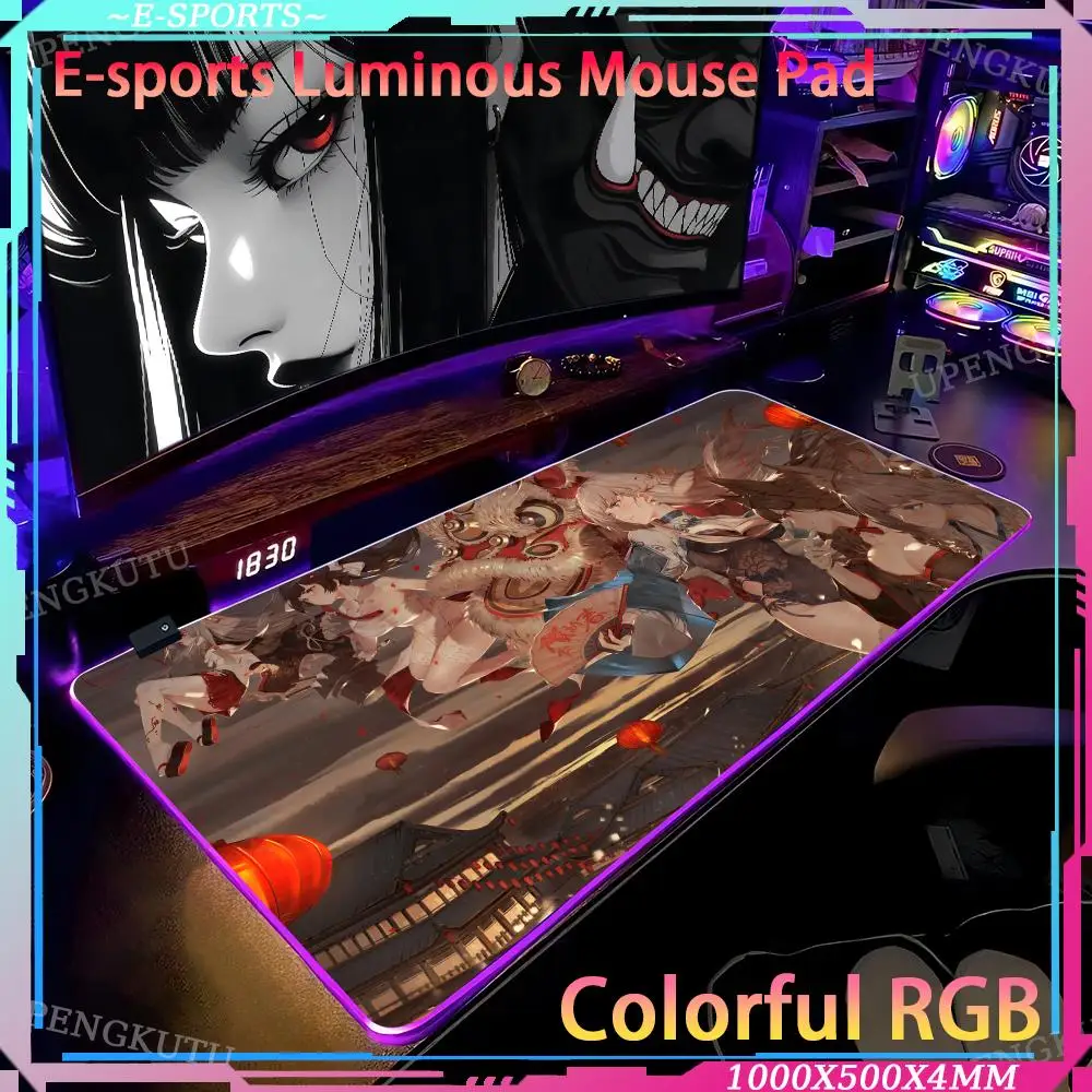 LED gaming mouse pad dragon  RGB gaming mouse pad Keyboard accessories Pad RGB game mouse Anime desk pad