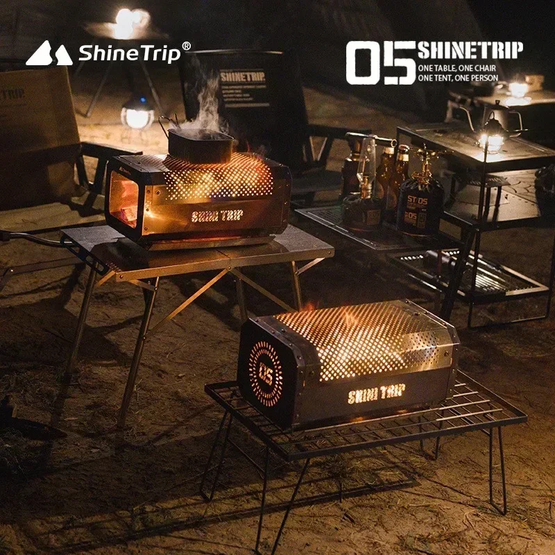 ShineTrip Outdoor Honeycomb Blat Incinerator Camping Winter Ambiance Ogrzewanie Grill ze stali nierdzewnej Stół odporny na ciepło