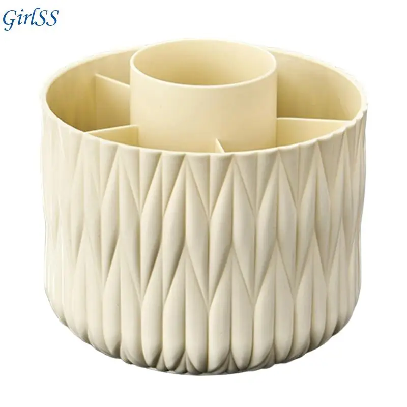 Portable Makeup Brush Holder with 360°Swivel Design and Multiple Storage Spaces for Easy Access and Organization T4MB