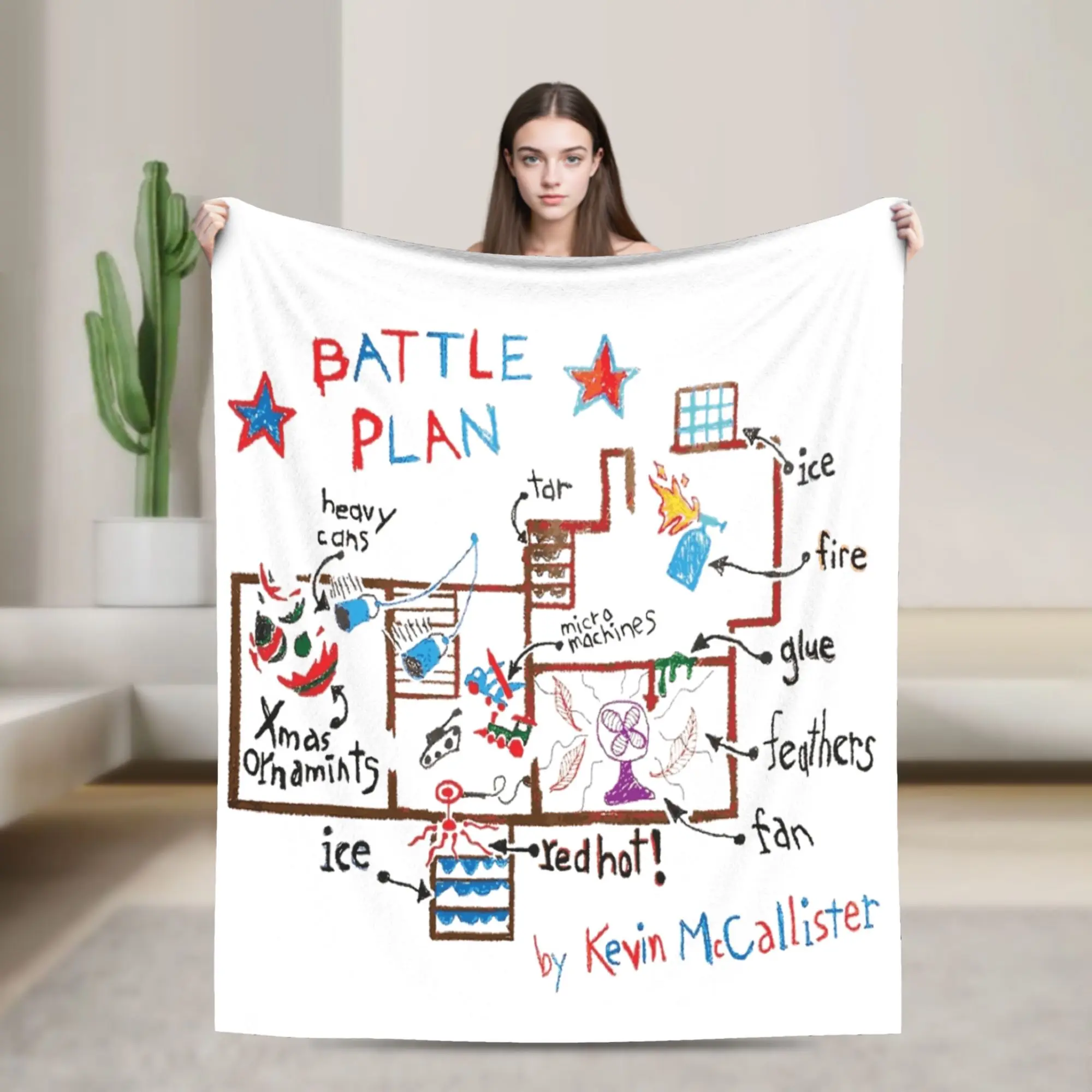 Movie Home Alones Battle Plan Plush Blanket Christmas Flannel Throw Blanket Chair Warm Soft Design Quality Bedspread Gift Idea