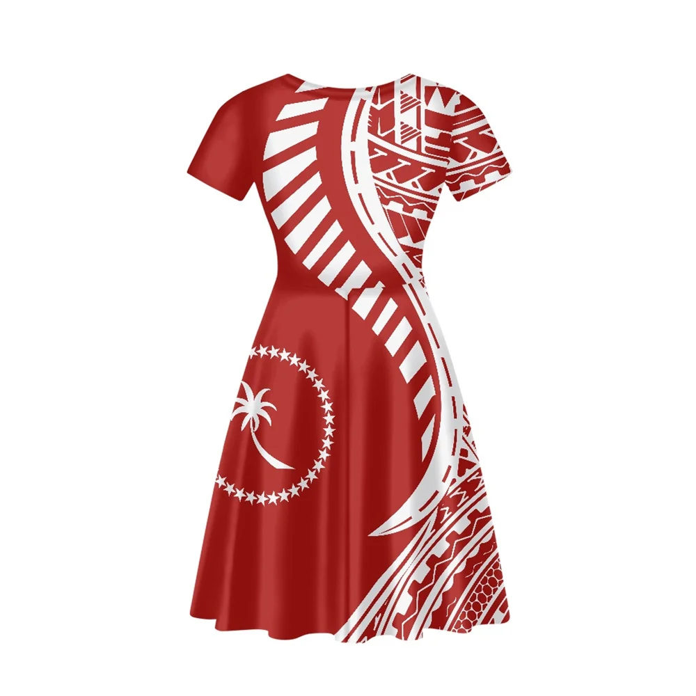 POD Summer 2023 Polynesian Tribal Clothing Samoa Chuuk Islander Print Women Dress V-neck Night Party Elegant Casual Dresses