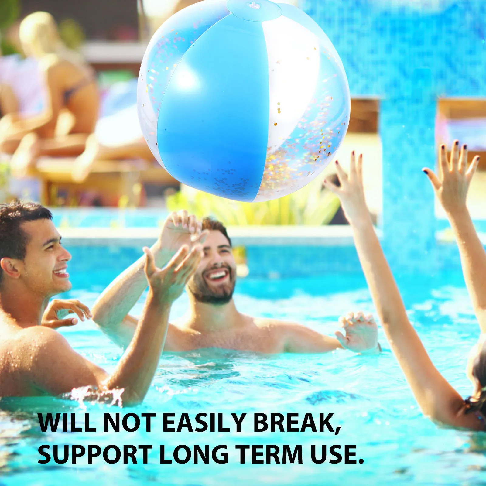 3Pcs Inflatable PVC Beach Ball Glitter Sequin Pool Party Favor Summer Outdoor Games Large Charming Celebration Ball