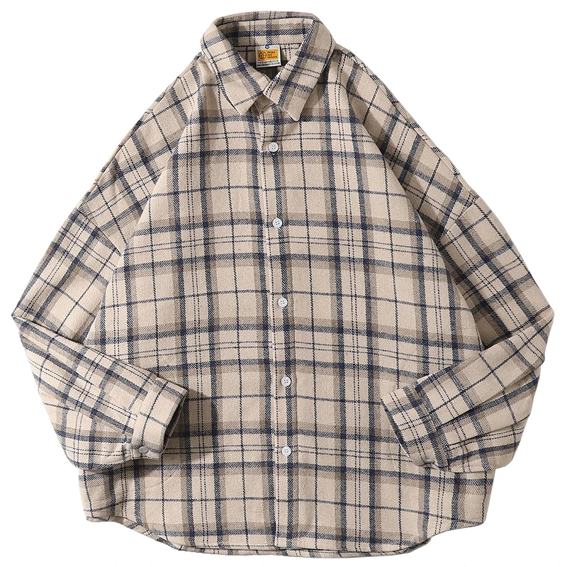 Awen Plaid Shirts Womens Blouses And Tops Long Sleeve loose oversized Female Casual Shirts Korean Cotton Checked Lady Outwear