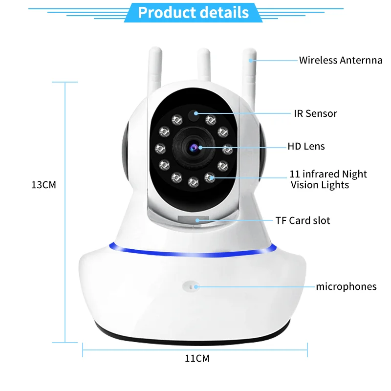 جهاز مراقبة الأطفال الداخلي iccee-Mini WiFi ، صوت ثنائي الاتجاه ، تتبع تلقائي ، كاميرا أمان لاسلكية مع منفذ RJ45 ، 5 ميجابكسل