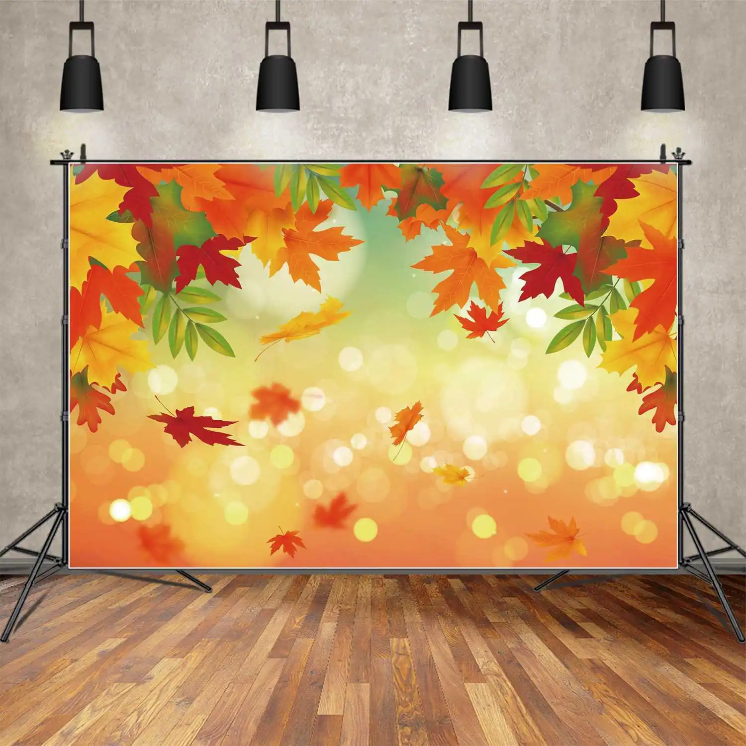 MOON.QG fondale autunno Maple Tree Leaves Product Photography Background personalizzato Kids Light Bokeh Spot Party Wall Photo Booth