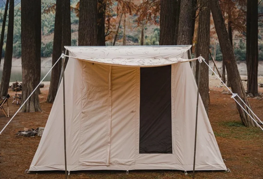 Waterproof Spring Polyester Cotton Camping Tent with Removable Canopy - Family Picnic Light Outdoor Shelter
