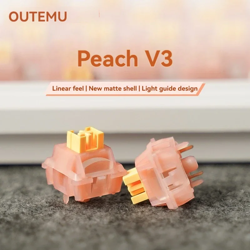 Joli linéaire silencieux vissé TEMU Peach V3, 40gf, lubrifié d'origine, guide de lumière POM 5 broches, arbre personnalisé pour clavier mécanique