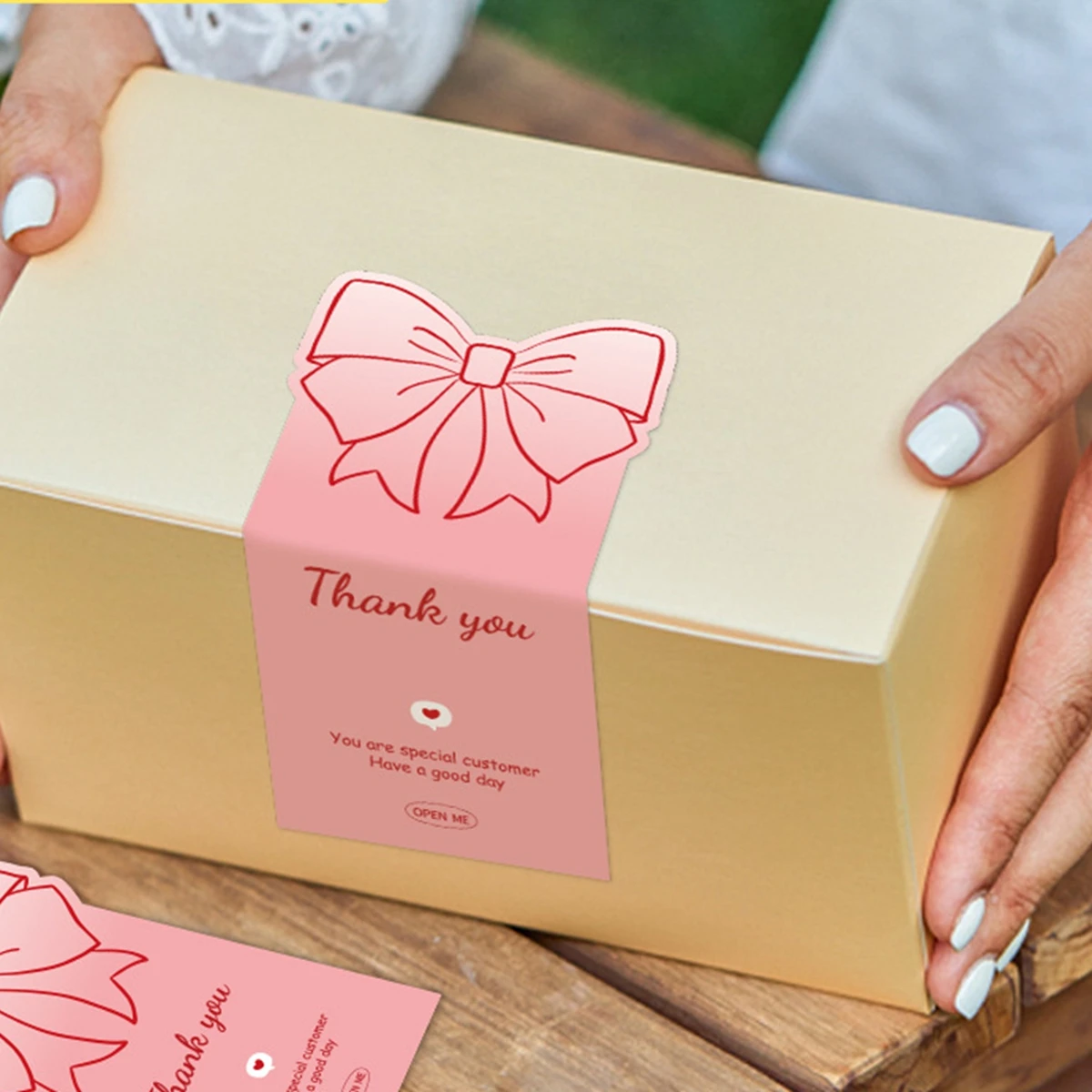 50 قطعة ملصقات شكر وردية اللون ملصقات على شكل فيونكة لطيفة على شكل صندوق هدايا وردي ملصقات ختم ملصقات زخرفية ، 60*120 مللي متر #3