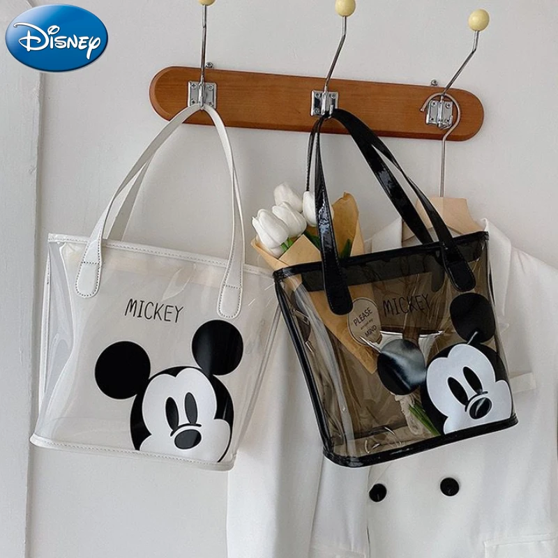 Disney Mickey Mouse Handbag Transparent Casual Tote Fashion Woman\'s High Capacity Waterproof Bag Summer candy color Bag