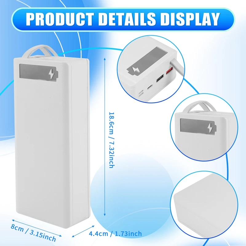 New-16X18650 กล่องเก็บแบตเตอรี่ PD QC3.0 Quick Charge DIY Power Bank กล่อง 18650 แบตเตอรี่ผู้ถือกล่อง